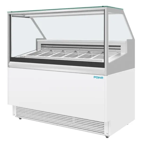 Gastronoble Polar U-Serie 6-Pan Ijsvitrine Vriezer 6x 1/3 GN Gelakt staal wit 128x128x73 cm Beperkte Voorraad