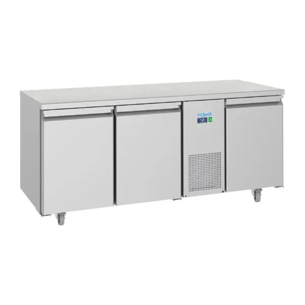 Gastronoble Polar U-Serie 3-deurs koelwerkbank 474L RVS grijs 85x178,5x70cm A+ energiezuinig Gecertificeerd