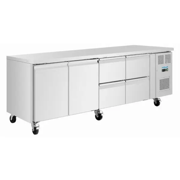 Gastronoble Polar U-Series koelwerkbank 284L RVS 4 lades 2 deuren digitale bediening Veilige Betaling