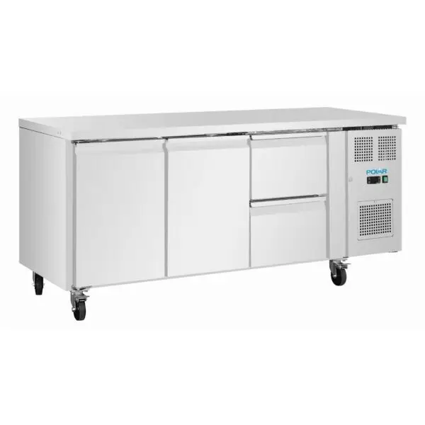 Goedkoop Gastronoble Polar U-Series Koelwerkbank 242L 179,5x70x86cm RVS GN 1/1