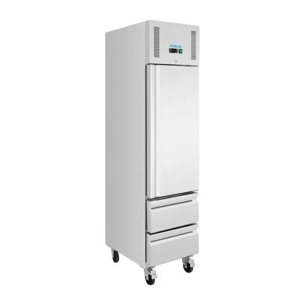 Must-Have Gastronoble Polar G-Series slanke GN-koelkast 1 deur 2 laden RVS 292L 250W 210x48,4x74,5cm