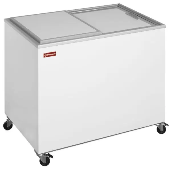 Diamond Kofferflessenkoeler BVL035/R6 300L schuifdeksel wit plaatstaal 230V Dagaanbieding