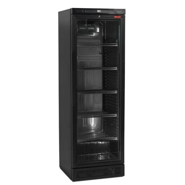 Diamond Geventileerde positieve temperatuur vitrine 380 liter zwart 595x600x1840 mm voor drankkoeling Betaalbaar