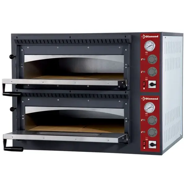 Diamond elektrische pizzaoven 2 kamers 2x 6 pizza's 990x1270x680 mm 14,6 kW 400V Direct Verzonden
