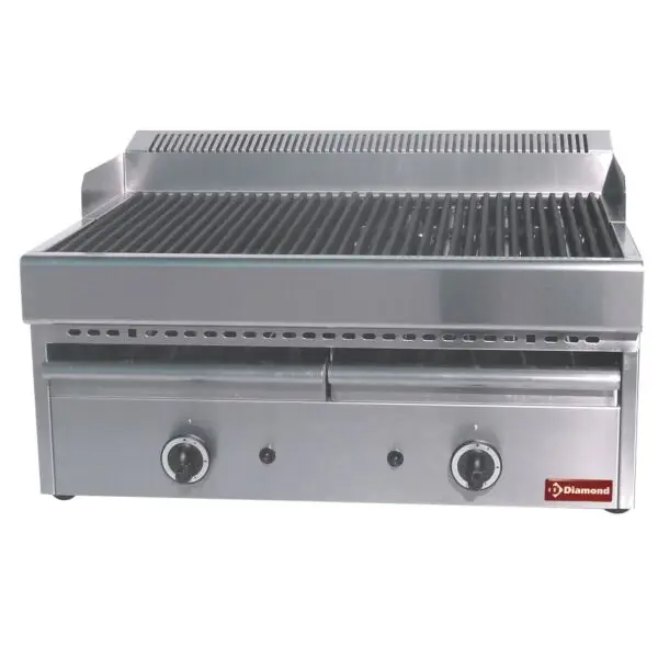 Diamond gasstoomgrill GV677 met gietijzeren rooster 660x470 mm RVS uitvoering Fabrieksprijs