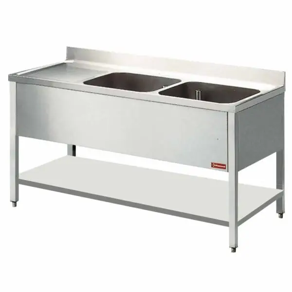 Diamond Spoeltafel met 2 kuipen en 1 druipvlak 1800x700x880/900 mm RVS Dagaanbieding