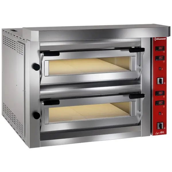 Diamond elektrische pizzaoven 2x4 pizza’s 1060x890x730/800 mm 14,4 kW 400V/3N Voordeelprijs