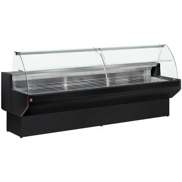Laatste Kans Diamond gekoelde vitrinetoonbank met gebogen ruiten ML20/B5-R2-2EME 2000x910x1280 mm zwart