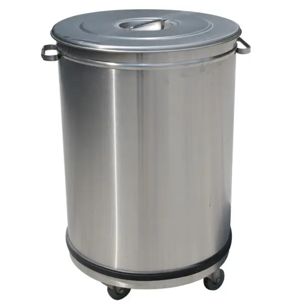 Diamond Vuilnisbak met deksel op wielen 50 liter RVS 390x390x615 mm Premium