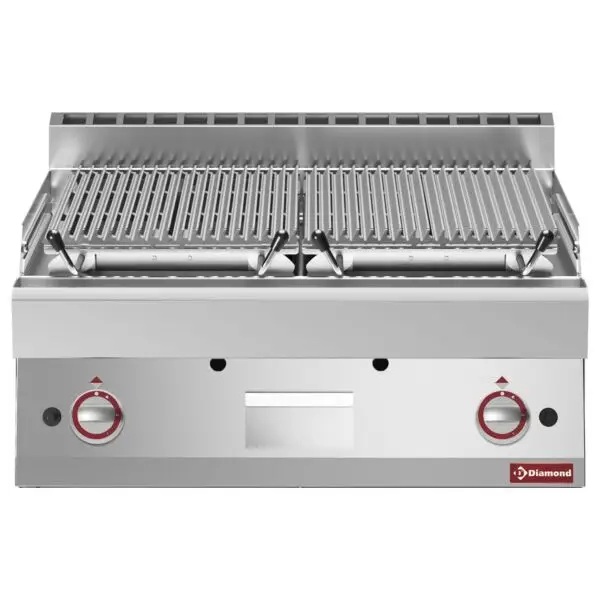 Betrouwbaar Diamond Lavasteengrill 1/1 module 800x700x280 mm gietijzer dubbelzijdig RVS AISI 304