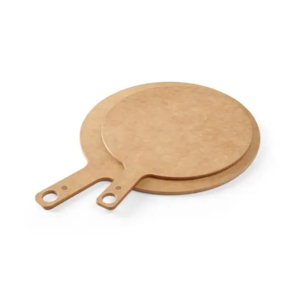 Weekendaanbieding Hendi Pizza plank met handvat Ø254x6mm geperste houtvezel vaatwasbestendig