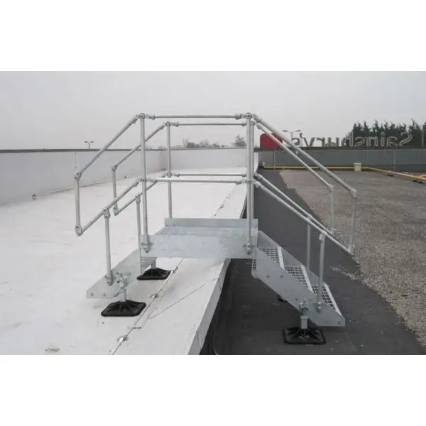 Koopje Linum 2-step stepover platform 1000x1000 mm warm gegalvaniseerd met handrail