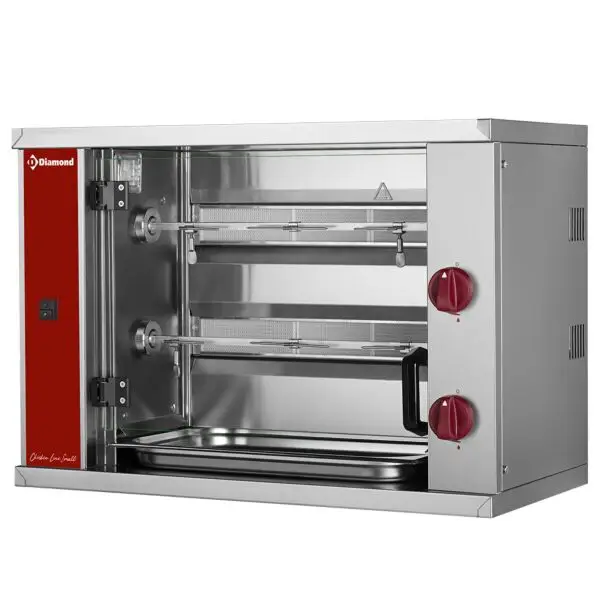 Diamond Kippenspit gas SMALL 2 spitten 6 kippen AISI 304 RVS 800x400x555 mm Gratis Retour