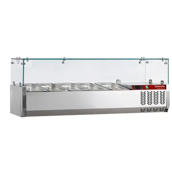 Diamond gekoelde opzetstructuur Compact Line 4x GN 1/3 1200x395x225/435mm met glasopbouw RVS Korting
