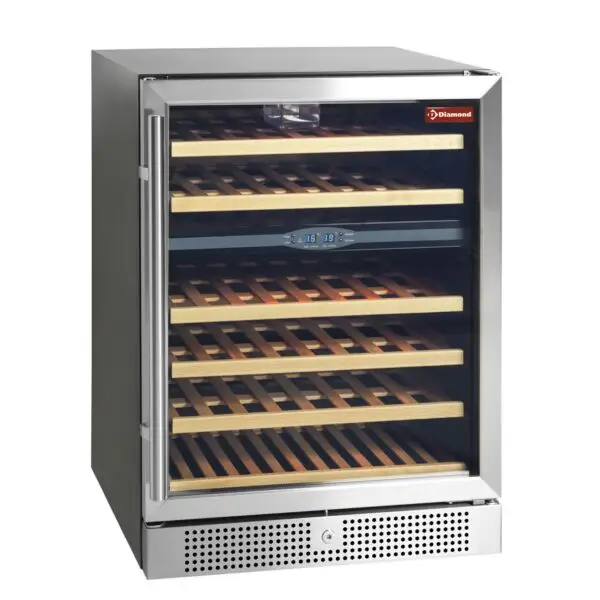 Lage Prijs Diamond wijnkast vitrine WCB/16-X2S 160L 2 temperatuurszones zwart RVS deurklink 45 flessen