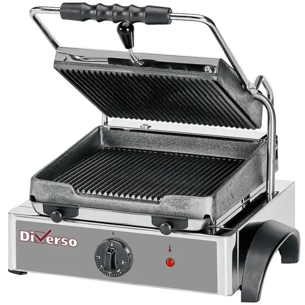 Seizoensaanbieding Diamond elektrische panini grill DIWR-GR42-33-OCCB 1,8 kW 330x435x240 mm geribde platen