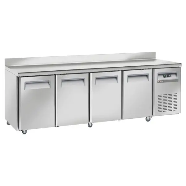 Koopje Diamond geventileerde koeltafel GN 1/1, 4 deuren, 2250x700x850-950 mm, -2°/+8° temperatuur, op wielen
