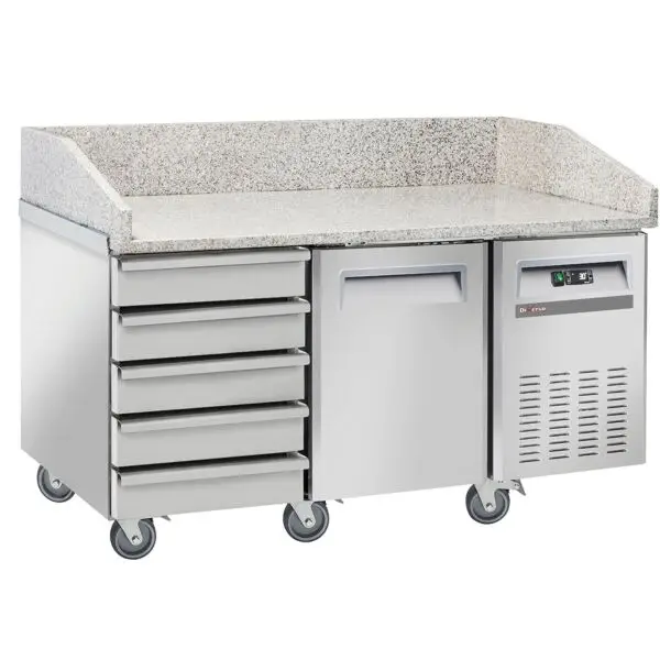 Must-Have Diamond Koeltafel Pizzeria DIWR-PZ15-51-EXPO 1500x800x1040 mm 5 laden 1 deur op wielen -2°C tot +8°C