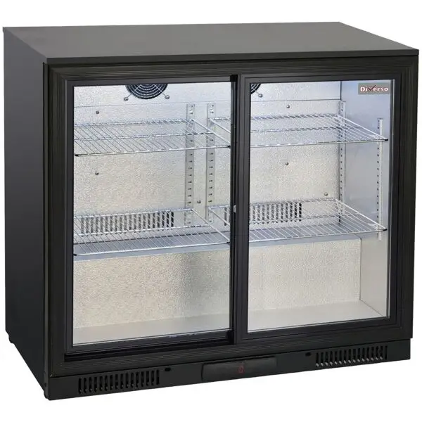 Diamond gekoelde flessenkoeler met 2 glazen schuifdeuren 900x500x860 mm +1°/+10° 0,16 kW 230V Snelle Levering