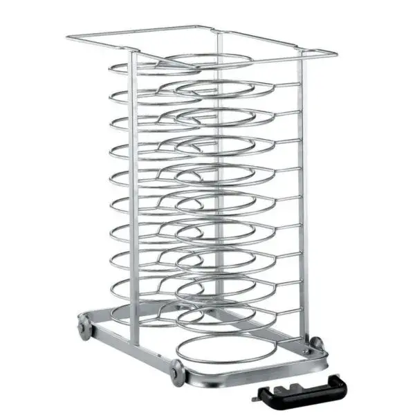 Tijdelijk Beschikbaar Uittrekbare lader met wielen, voor 23 borden (ø 300 mm) voor oven 10x gn 1/1 (ruimte 85 mm)