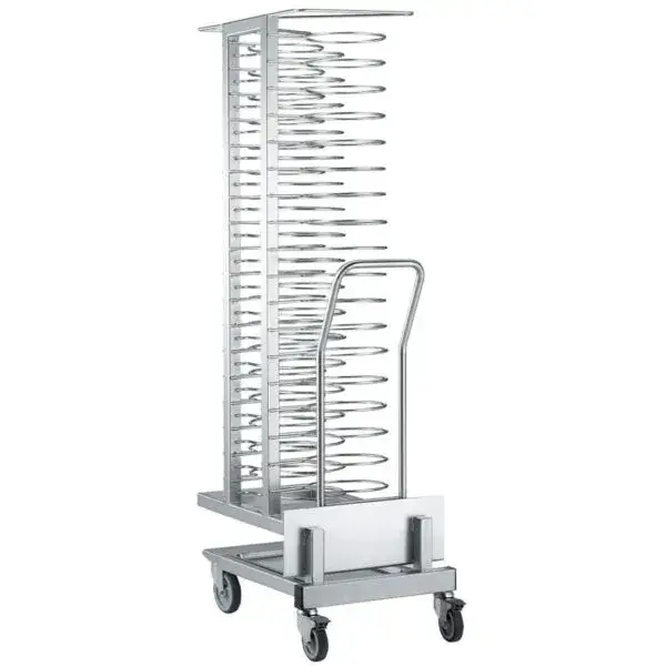 Wagen en uittrekbare lader, voor 45 borden (ø 300 mm) voor oven 20x gn 1/1 (ruimte 85 mm) Koopje
