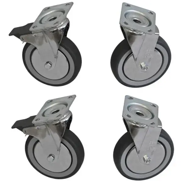 Diamond RVS 4 wielen set met 2 remmen voor kasttafels 8 kg Koop Online