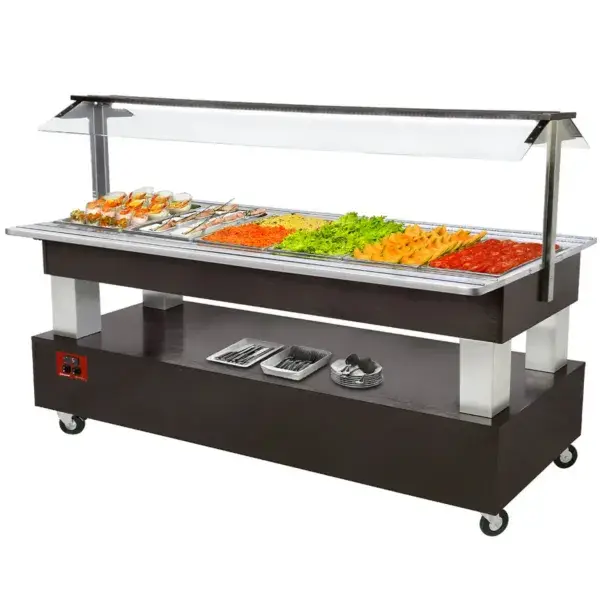 Tijdelijk Beschikbaar Buffet - salad bar, gekoeld, 6x gn 1/1-150 (wengé hout)