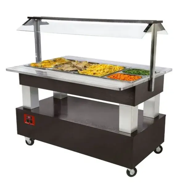 Warm buffet, bain-marie, 4x gn 1/1-150 (wengé hout) Meest Verkocht