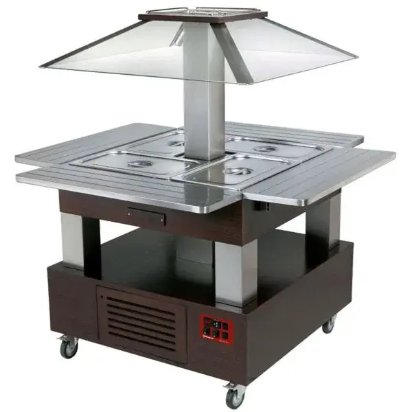 Actieprijs Eiland buffet - salad bar, gekoeld, gemotoriseerd koepel 4x gn 1/1-150 (wengé hout)