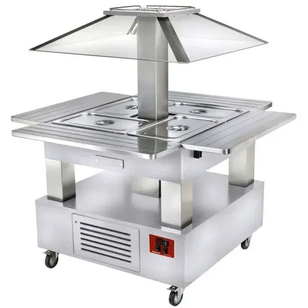 Rechtstreeks Van De Fabrikant Eiland buffet - salad bar, gekoeld, 4x gn 1/1-150 (wit hout)