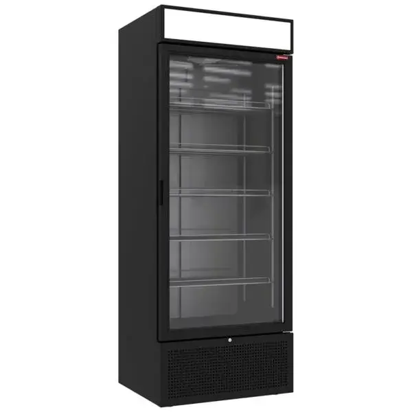 Positieve gekoelde vitrine 715 liter zwart met lichtbak Beperkte Voorraad