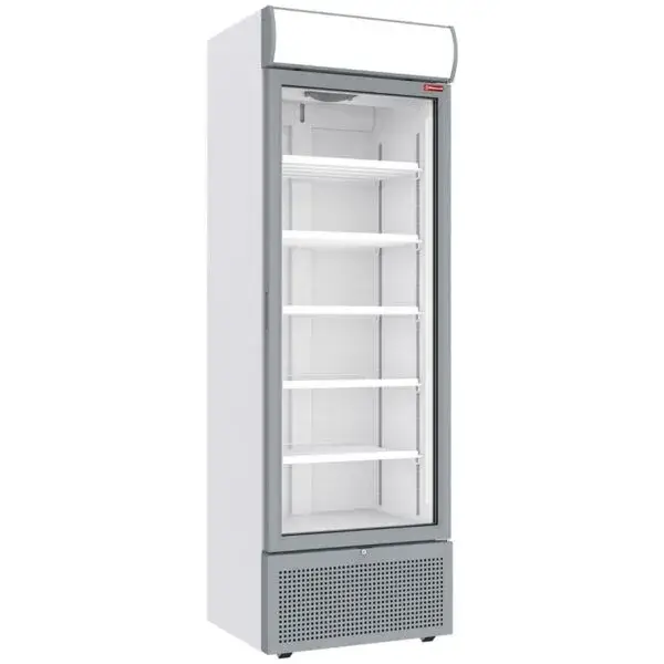 Positieve gekoelde vitrine 494 liter wit met lichtbak Weekendaanbieding