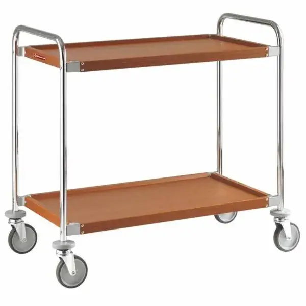 Weekendaanbieding Serveerwagen "verchroomd-notelaar", 2 niveau's