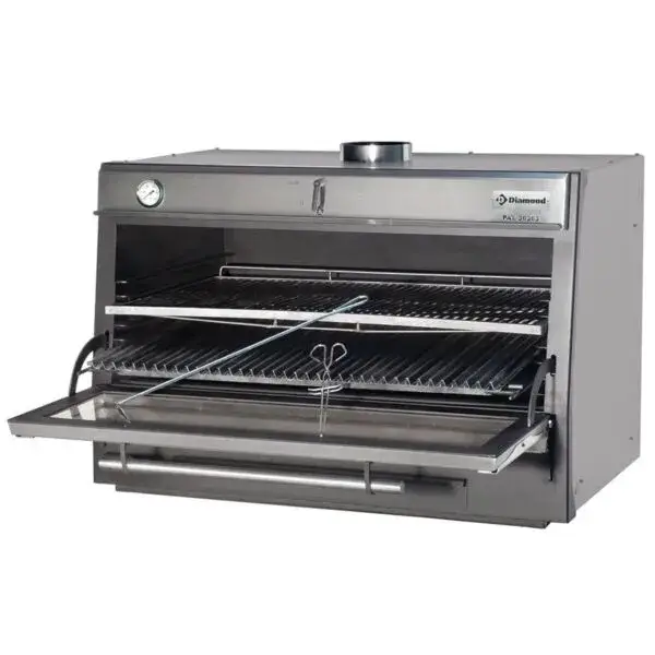 Goedkoop Houtskooloven-bbq, gn 2/1 + gn1/1 (150 kg/h)/roestvrij staal