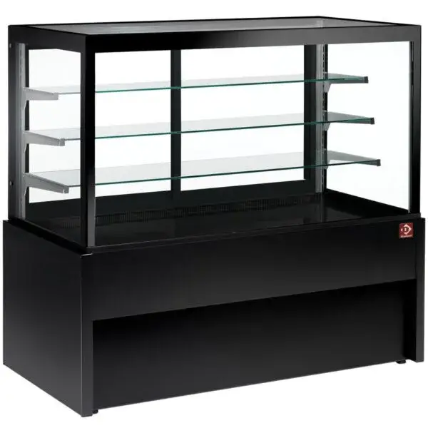 Panoramische gekoelde uitstaltoonbank, geventileerd, 4 niveaus, zonder reserve - zwart Goedkoop