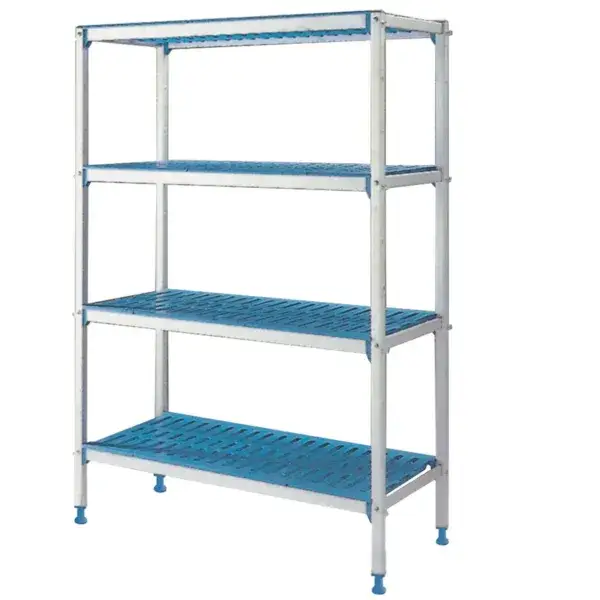 Uitverkoop Lineaire rek in geanodiseerd aluminium 4 niveau's "modular rack"