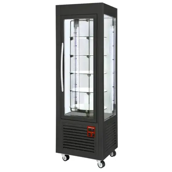 Panoramische vitrine, 5 draaiende plateaus, 360 lt, zwart Beste Prijs
