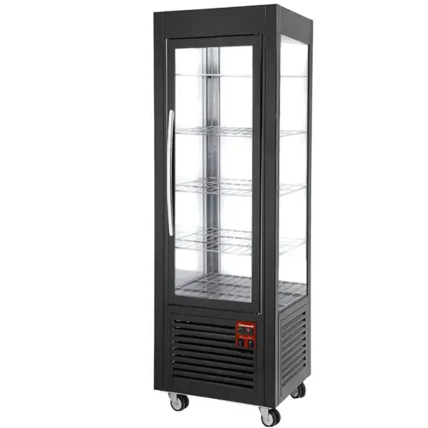 Lage Prijs Panoramische vitrine, 5 roosters, 360 lt, zwart