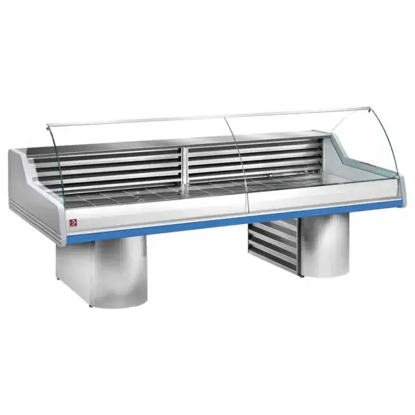 Aanbieding Gekoelde vitrine toonbank met gebogen ruit, op sokkels