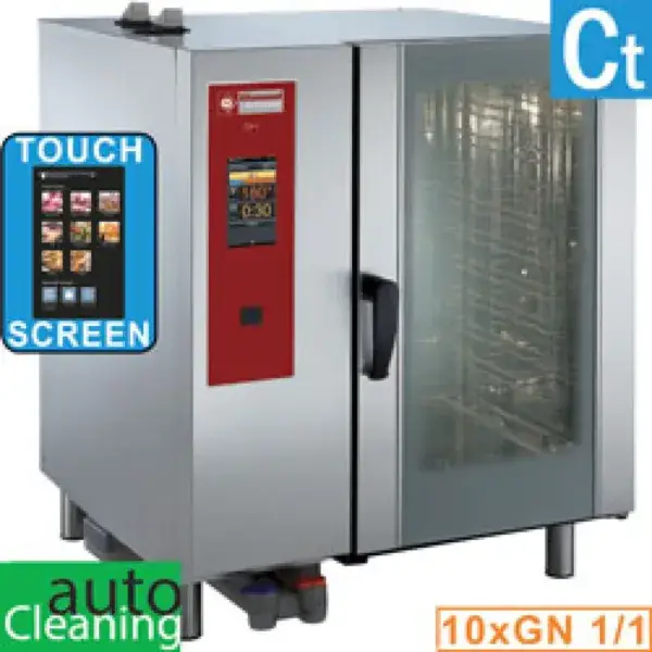 Gasoven,"touch" directe stoom en convectie 10x gn 1/1+cleaning Lage Kosten