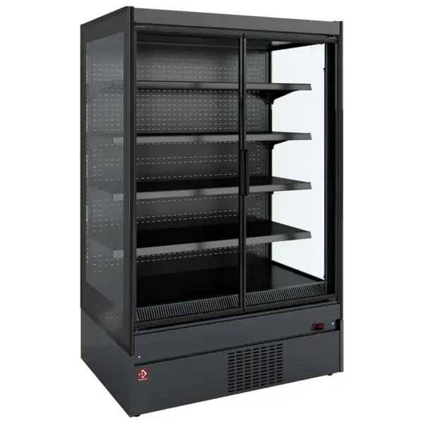 Favoriet Gekoeld wandmeubel, glazen zijkanten, zelfbediening, klapdeuren - full black
