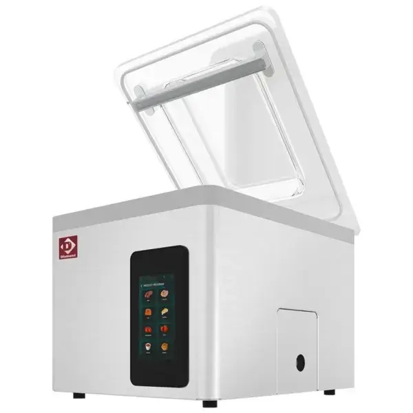 Vacuümmachine, roestvrijstalen kuip 370x350xh150 mm. 16 m3/u touch-scherm Merkproduct