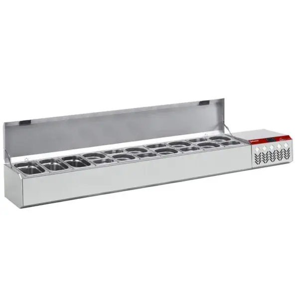 Gekoelde structuur gn 10x1/4, 1x1/9,, met deksel Tijdelijk Beschikbaar