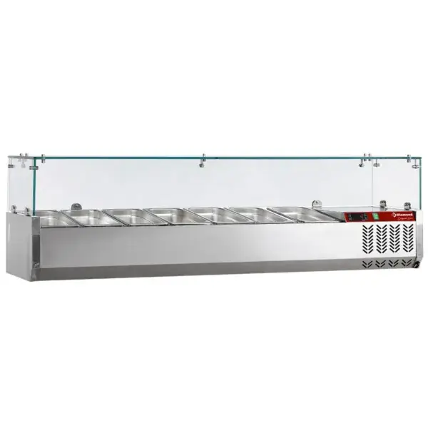 Tijdelijk Beschikbaar Gekoelde opzetstructuur 7x gn 1/4 - 150 mm, met glasopbouw