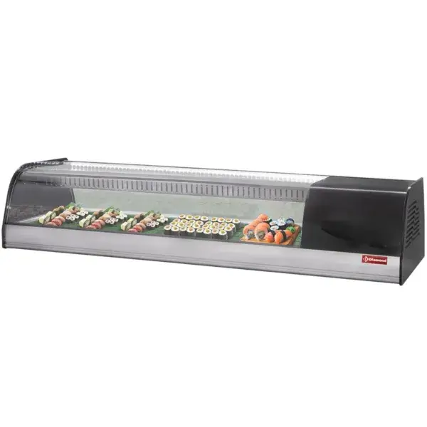 Nu Kopen Gekoeld uitstalraam voor sushi, dubbele geperforeerde bodem (inclusief)