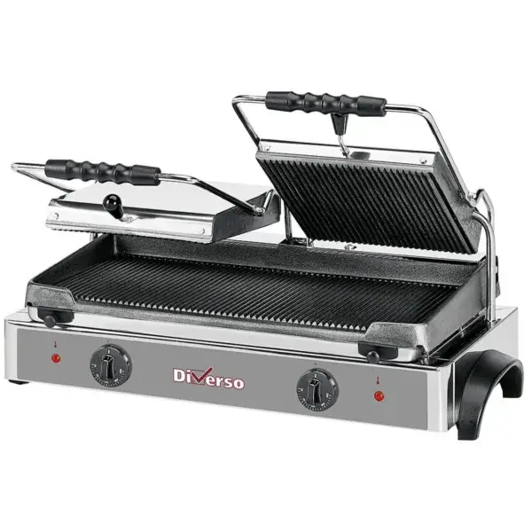 Tijdelijk Beschikbaar Elektrische panini grill dubbel, geribde platen