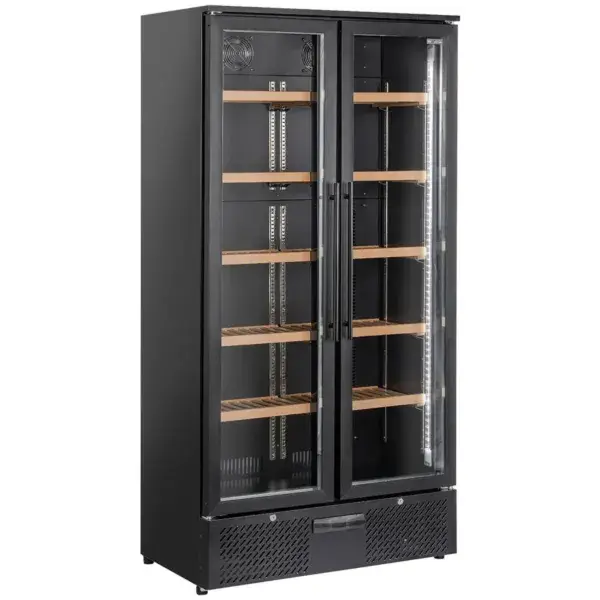 Wijnkast vitrine, dubbele deur, 460 liter, 1 temperatuur - zwart Shop Nu