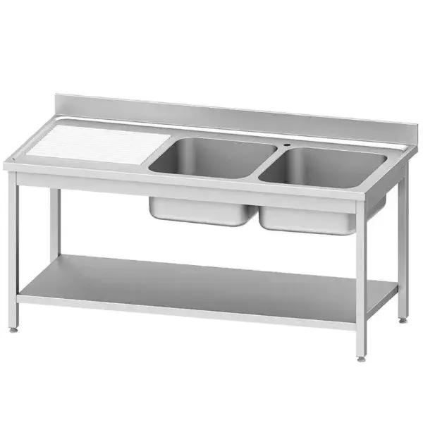 Meest Verkocht Rvs spoeltafel eco met 2 kuipen en links druipvlak, met onderblad