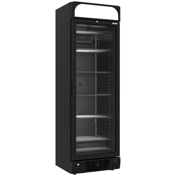Betrouwbaar Negatieve geventileerde vitrine 374 liter - 5 vaste niveaus met lichtbak - zwart