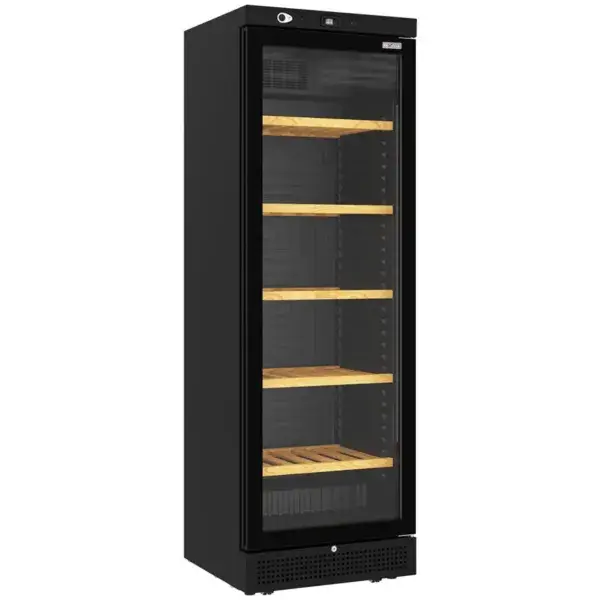 Laatste Versie Geventileerde wijnkast vitrine, 382 liter - 5 niveaus - zwart